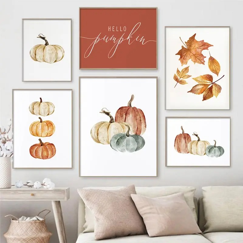 Resin Art Quotes - Halloween Herbst Sprüche Diamant-Poster „Hallo Kürbis“