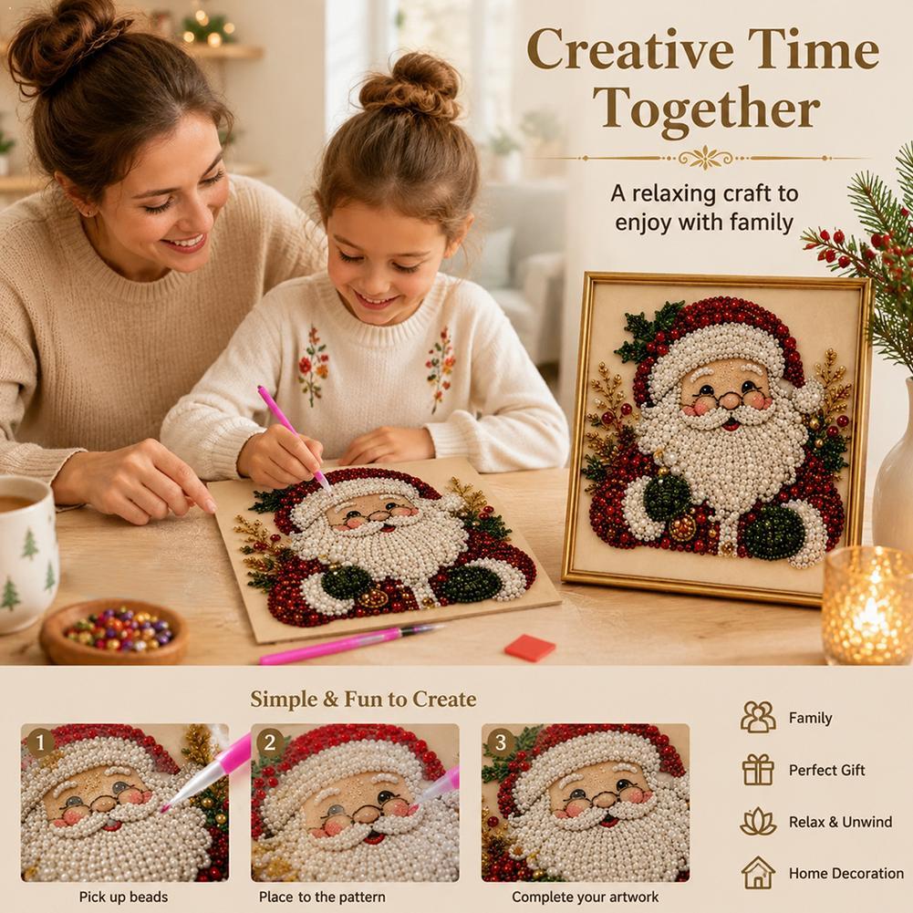 Resin Art Kits - Weihnachtsmann Perlen-Kunst DIY-Set Gerahmte Perlen-Stickerei Wanddekoration