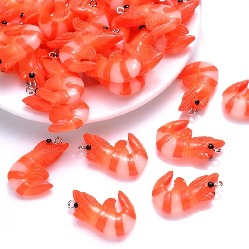Resin Art Handmade - 10 Stück Acrylharz Cartoon-Meeresfrüchte-Anhänger 3D Simulierte