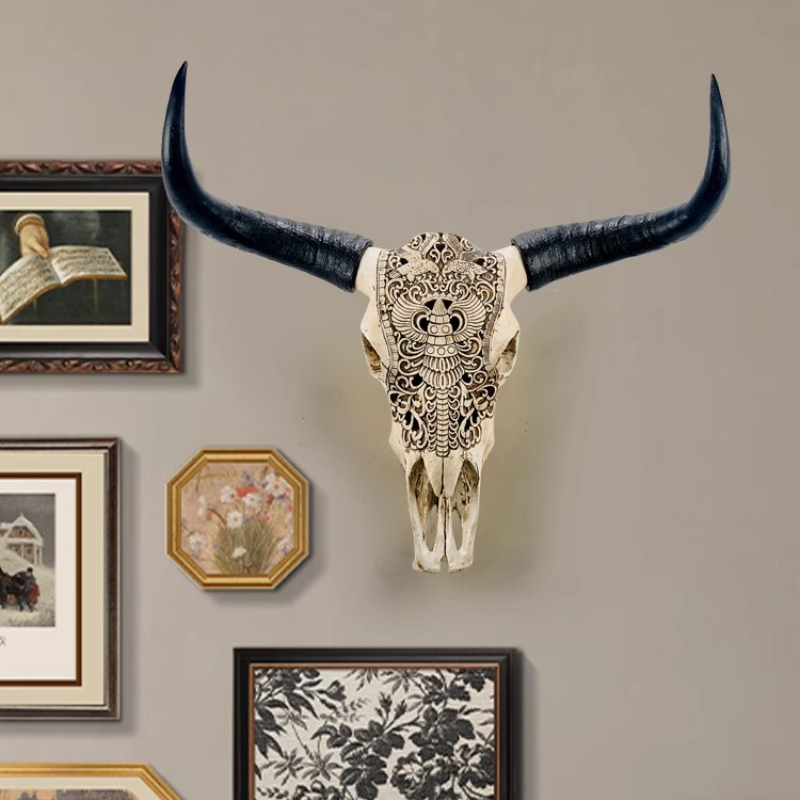 Background Resin Art - Harz Bull Kopf Wanddekoration Retro Faux
