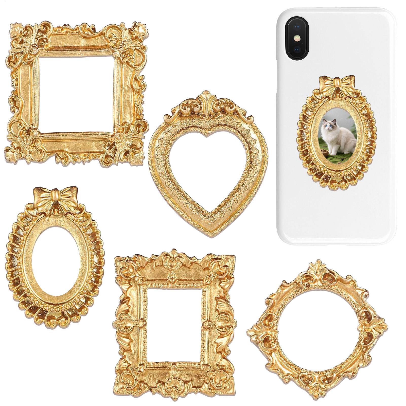 Background Resin Art - 5/9-teiliges Set Goldene Vintage-Fotorahmen, Kunstvolle Schmuck-Dekorationen,