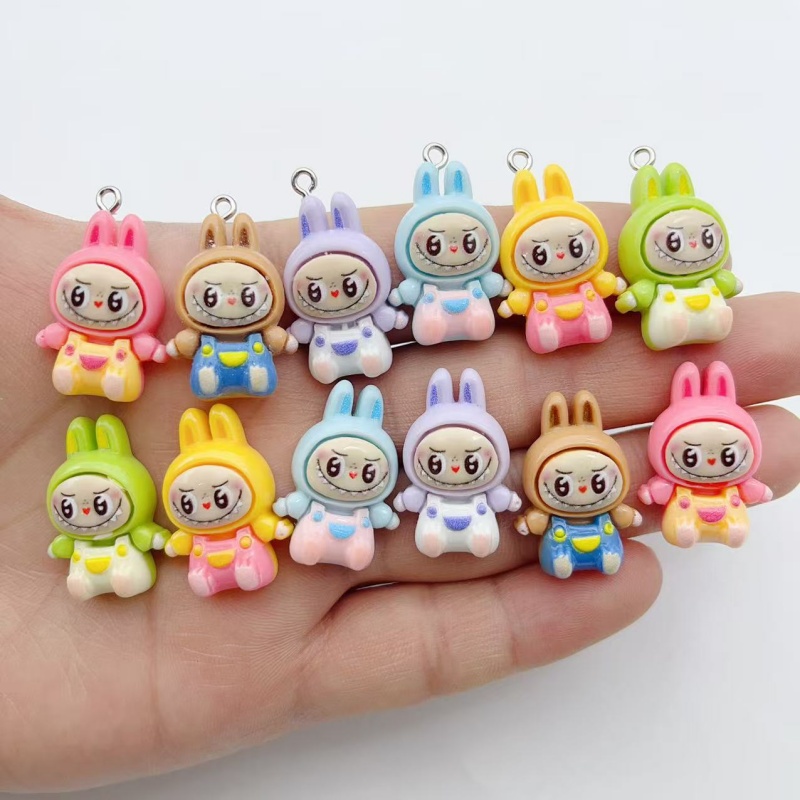 Resin Art Handmade - 10 Stück Kawaii Hasen-Erdbeerhaus Harz-Anhänger, Niedliche