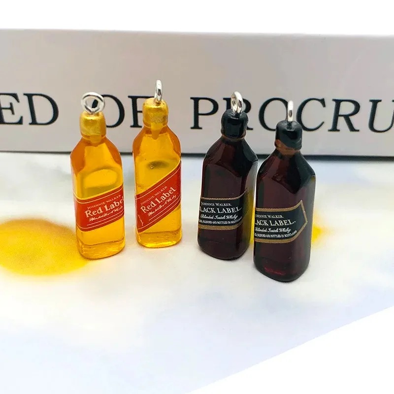 Resin Art Handmade - 10 Stück kleine Weinbar-Flaschen-Harzanhänger, DIY-Ohrring-Zubehör, Mini-Anhänger