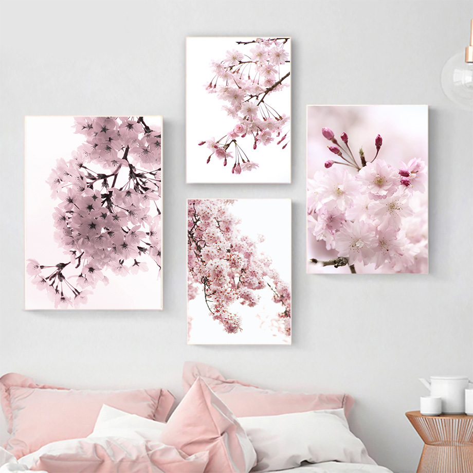 Resin Art Quotes - Rahmenlose Diamantmalerei, Kirschblüten, rosa Blumen, Zitate,