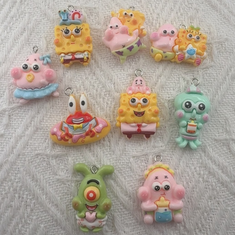 Resin Art Handmade - 10 Stück Cartoon-Harzanhänger, DIY-Schmuckherstellung, Ohrringe, Schlüsselanhänger-Zubehör