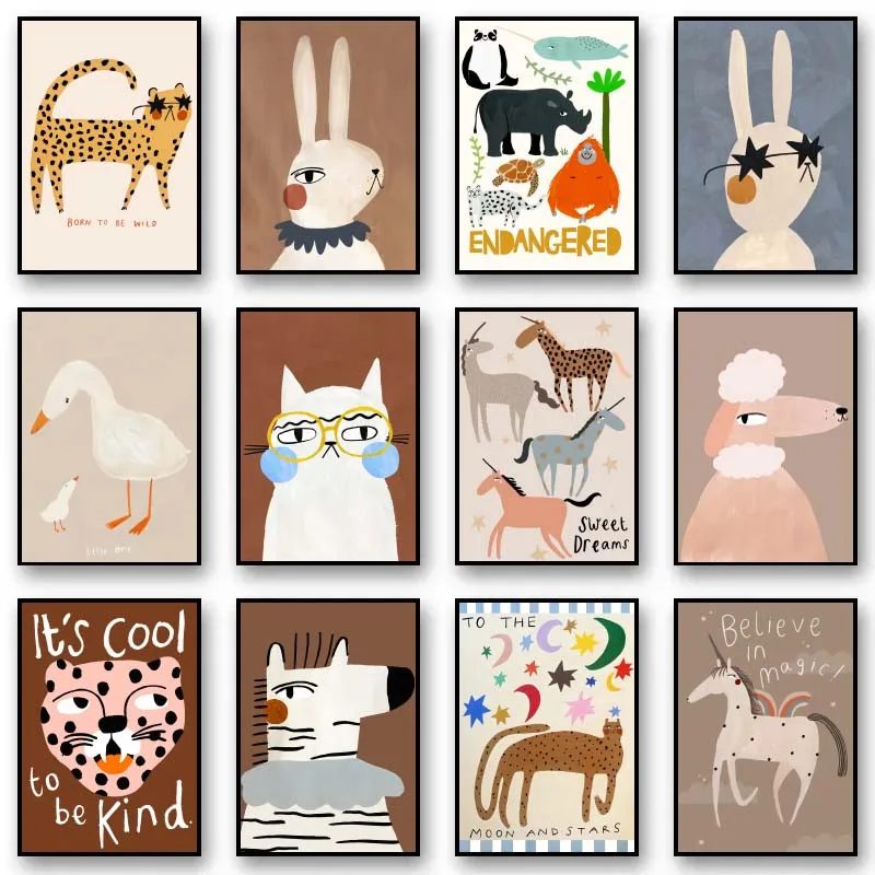Resin Art Quotes - Lustige Niedliche Tier-Poster mit Kaninchen, Pferd,