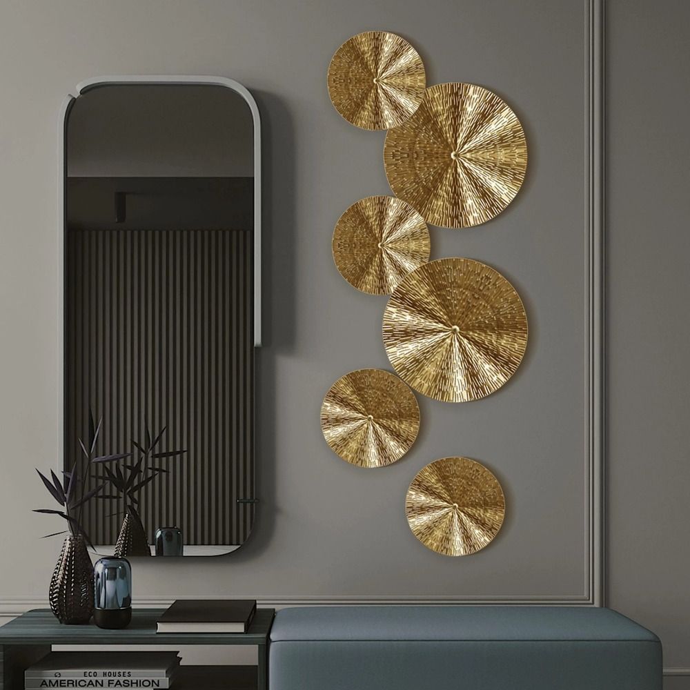 Background Resin Art - Hängende Wandkunst Einzigartiges Design Goldene Scheiben-Hintergrunddekoration