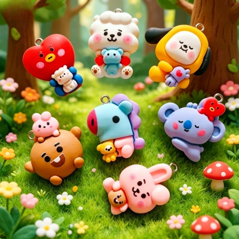7 Stück BT21 Harz-Cartoon-Anhä – Resin Art Handmade Bewertung und Preis