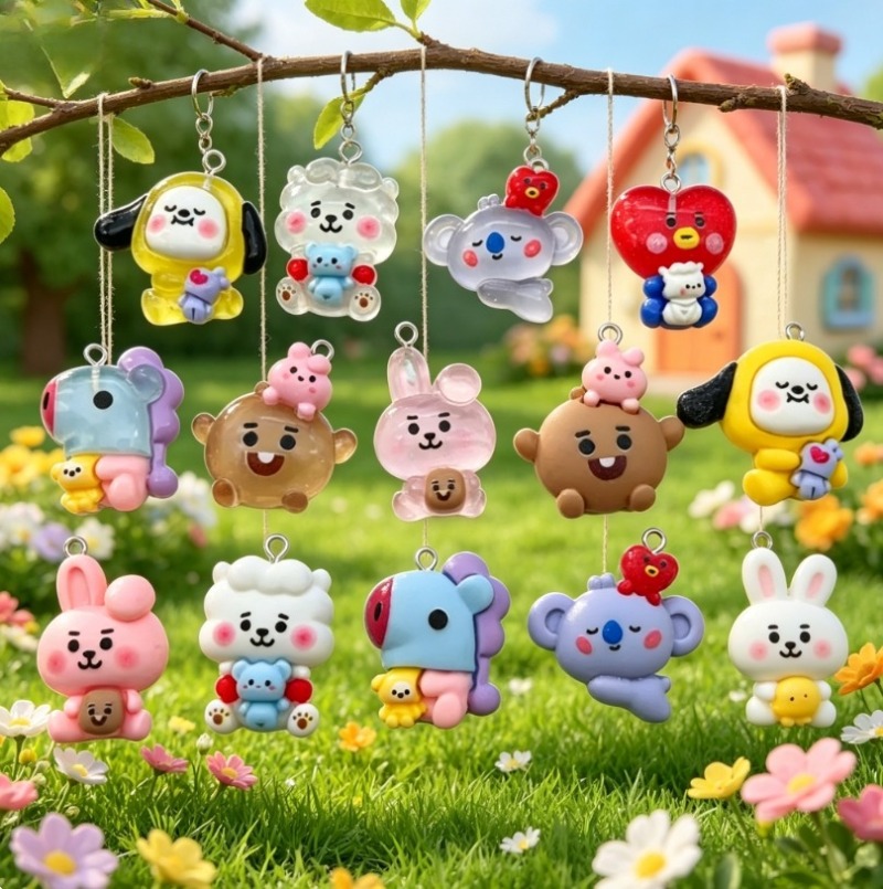 7 Stück BT21 Harz-Cartoon-Anhä – Resin Art Handmade Bewertung und Preis